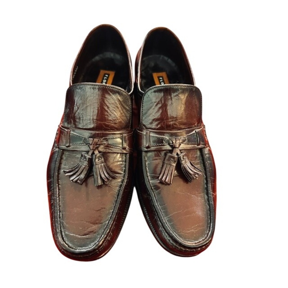 Florsheim Mens Tassel Loafers Burgundy Leather Kiltie Dress Shoes‎ Size 9 D